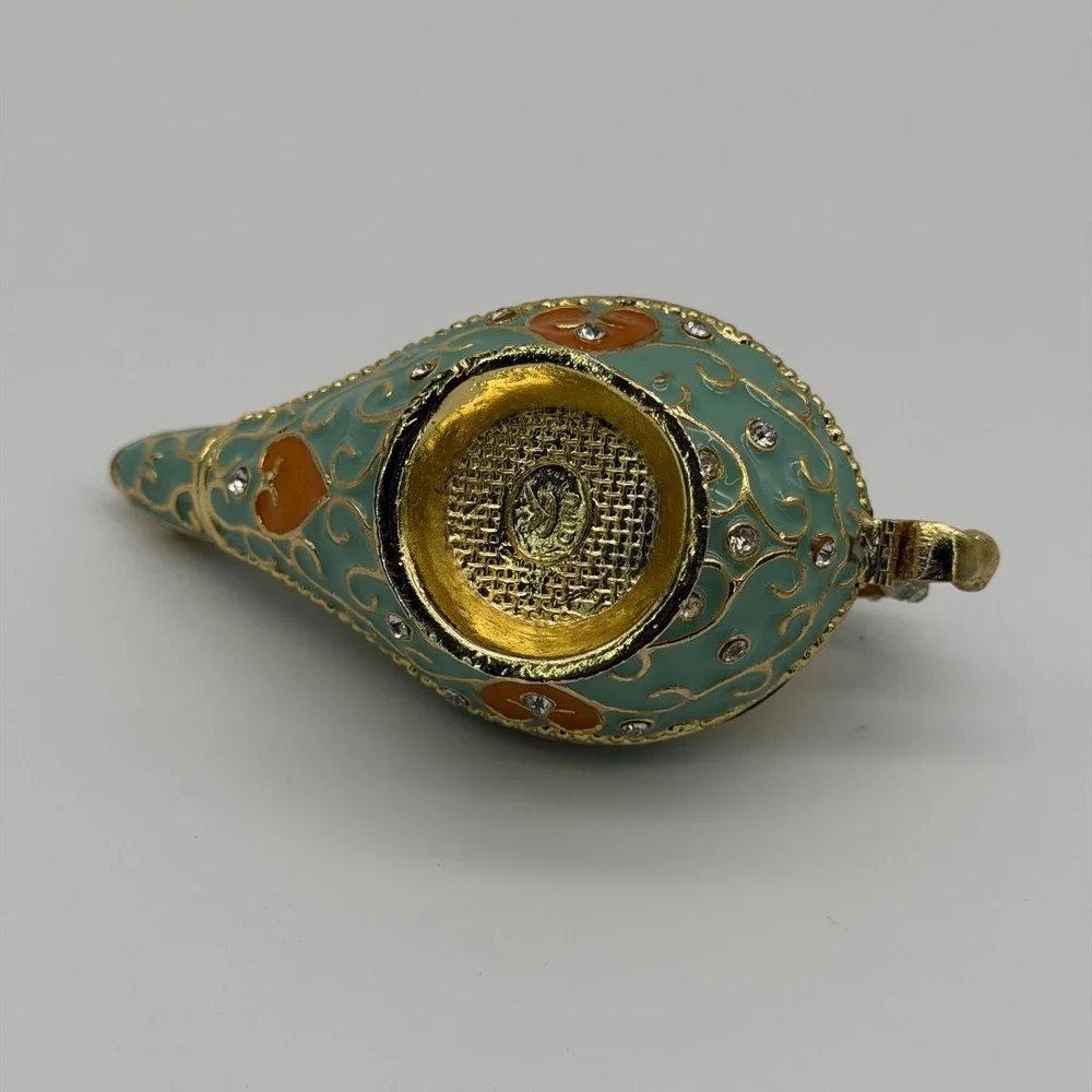 QIFU Aladdin Lamp Colorful Enamel Bejeweled Hinged Trinket Box Magnetic Close
